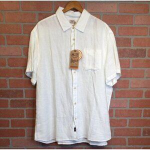 Faherty Mens White Linen Button Front Shirt Size XXL Short Sleeve Resort